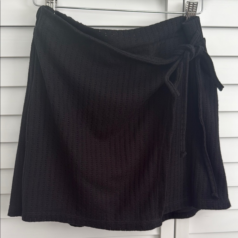 Black Wrap Mini Skirt